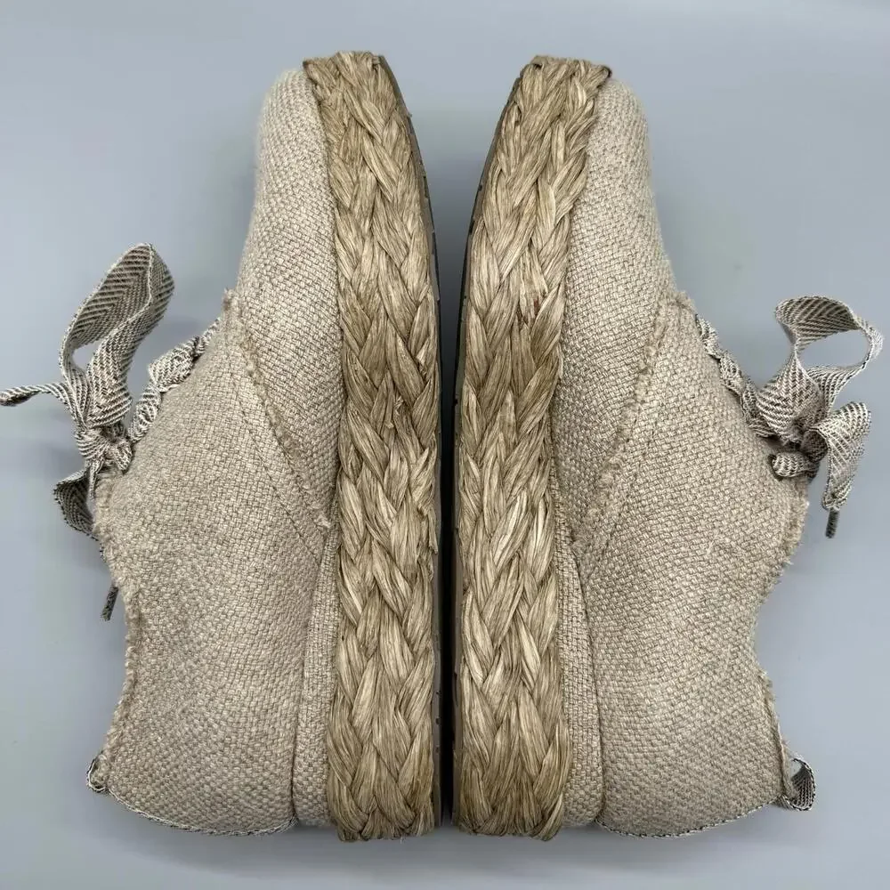 Pedro Garcia Gavi Platform Canvas Raffia Casual Espadrille Shoes Women's Sz US 9